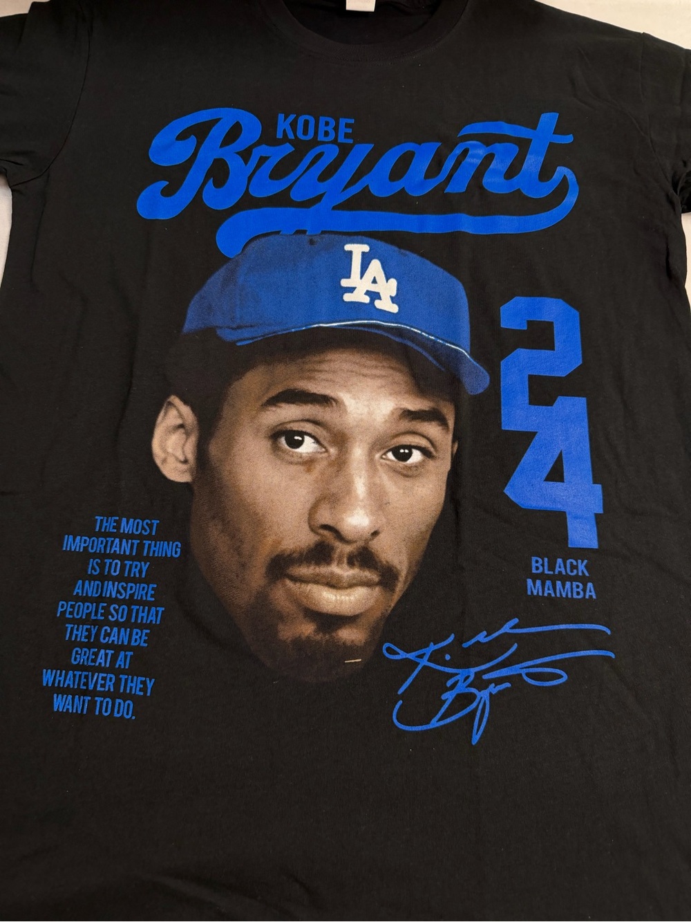 Black Graphic Men's T-Shirt with Blue Print